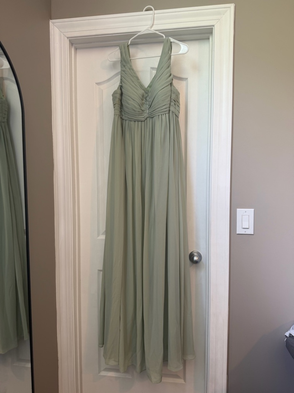 Sage Green Chiffon V-Neck Maxi Dress
